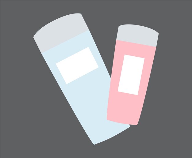 Botellas de champú de plástico en blanco con tapa Ilustración vectorial aislada sobre fondo gris