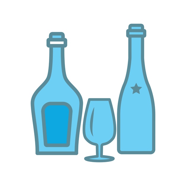 Botellas y copas de vino color Icono vector plantilla logotipo colección de moda diseño plano