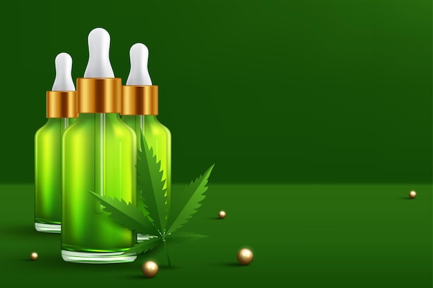 Botellas de marihuana y aceite de cannabis