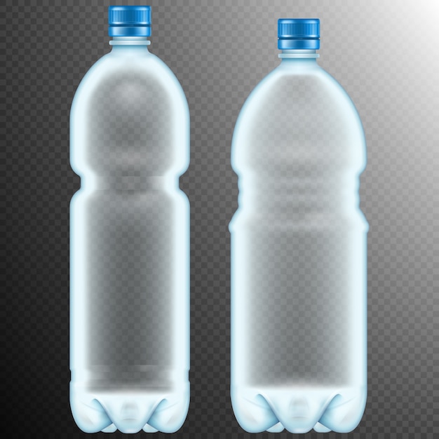 Vector botellas de plástico. transparente.