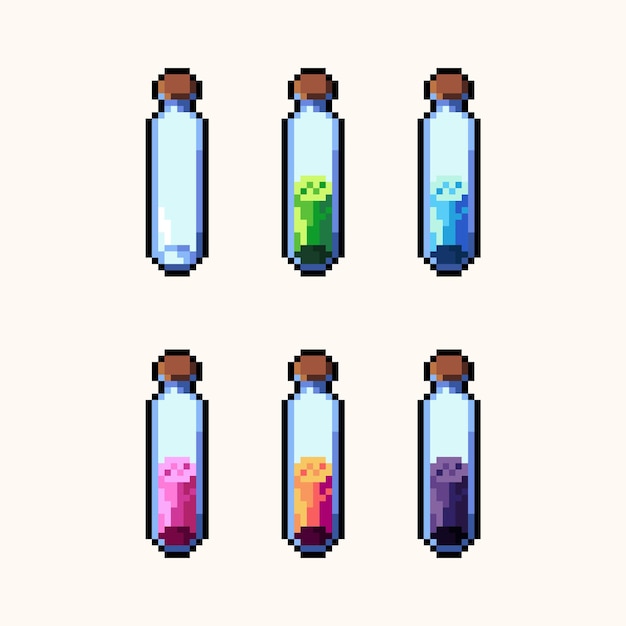 Botellas de pociones pixel art