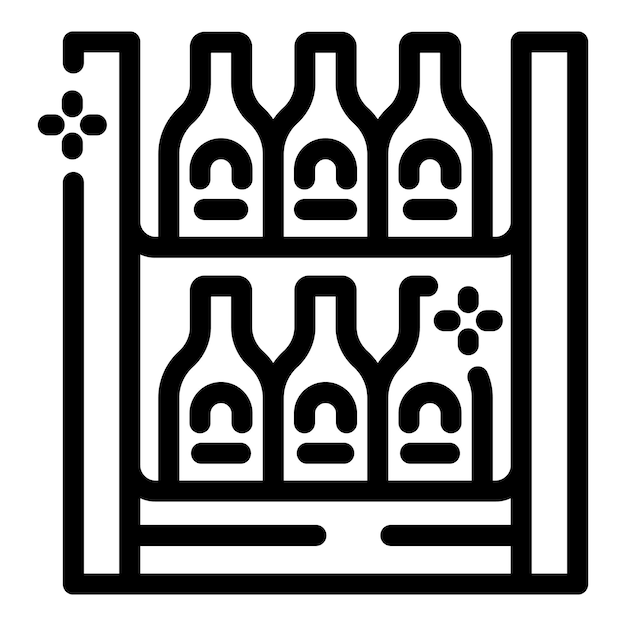 Las botellas de vino descansando en el icono de estante de vino de madera