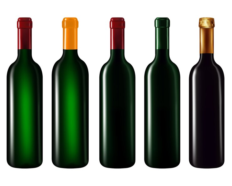 Vector botellas de vino en fila