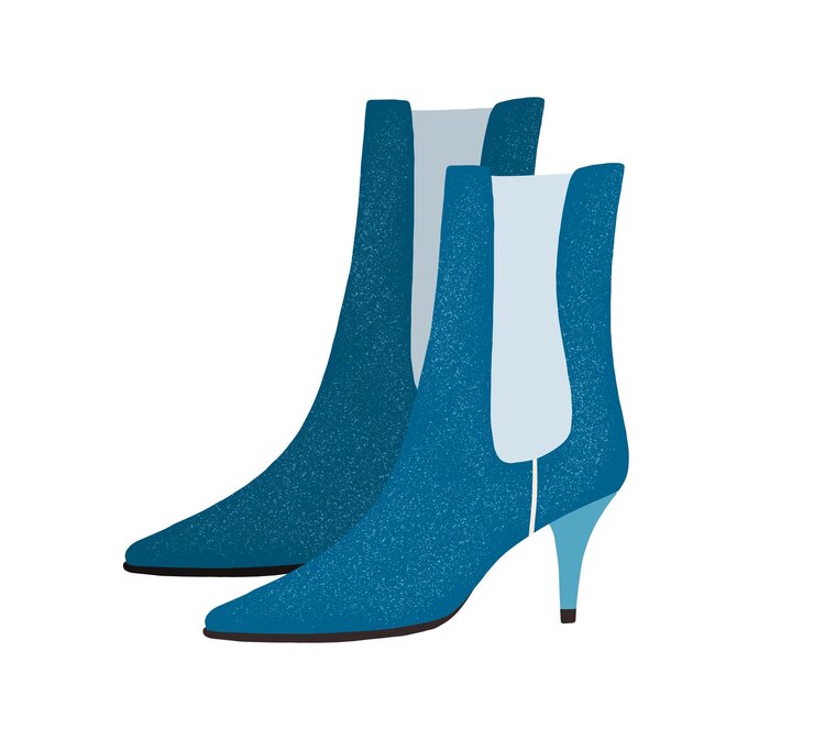 Vector botines de mujer de moda en ante con tira de tejido elástico. calzado moderno de moda. ilustración de vector plano coloreado de zapatos con estilo aislado sobre fondo blanco.
