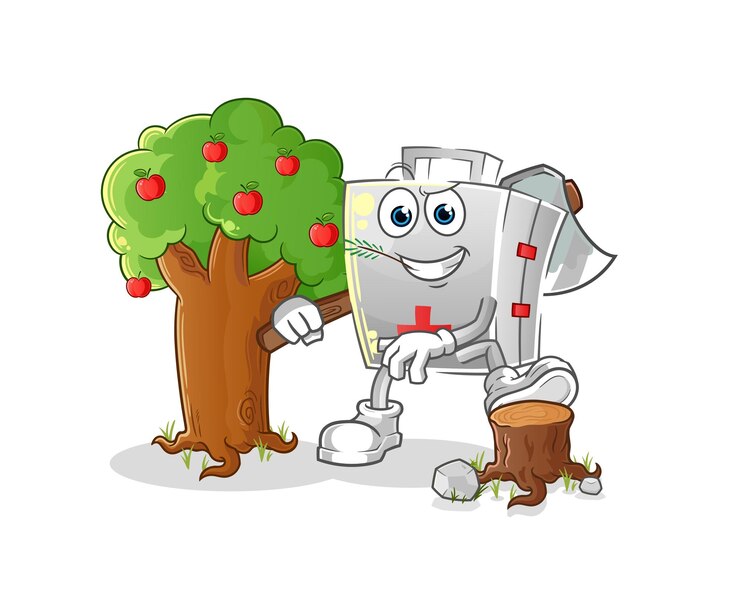 Vector botiquín de primeros auxilios ilustración de carpintero. vector de caracteres