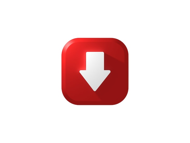 Botón 3D Icono Abajo Puntero Logo