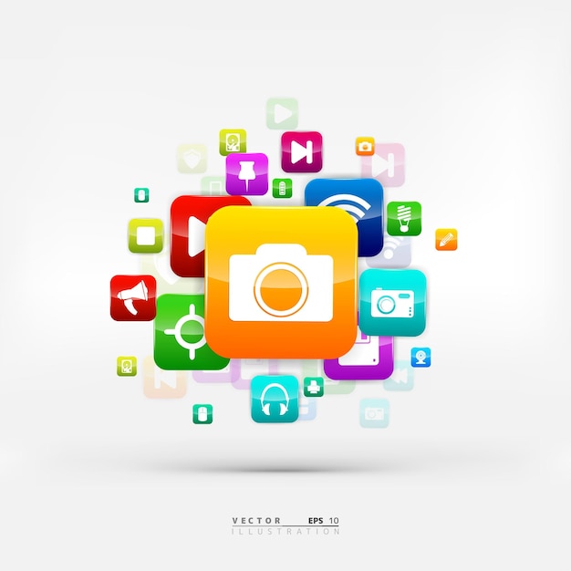 Botón de aplicación icono de las redes sociales computación en la nube