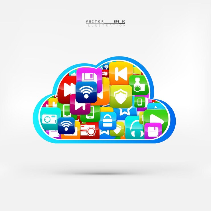 Vector botón de aplicación icono de las redes sociales computación en la nube