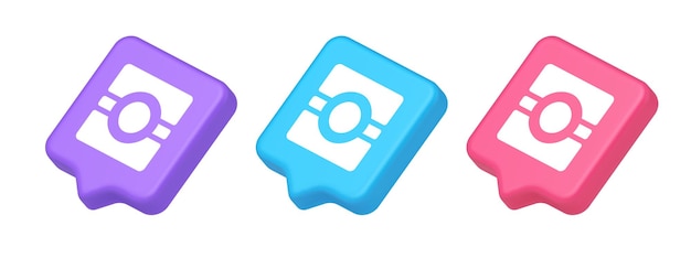Botón de aplicación de video de foto de cámara servicio de fotografía multimedia icono realista 3d