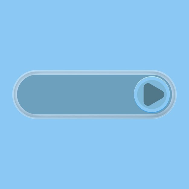 Un botón azul con un botón de reproducción sobre un fondo azul.