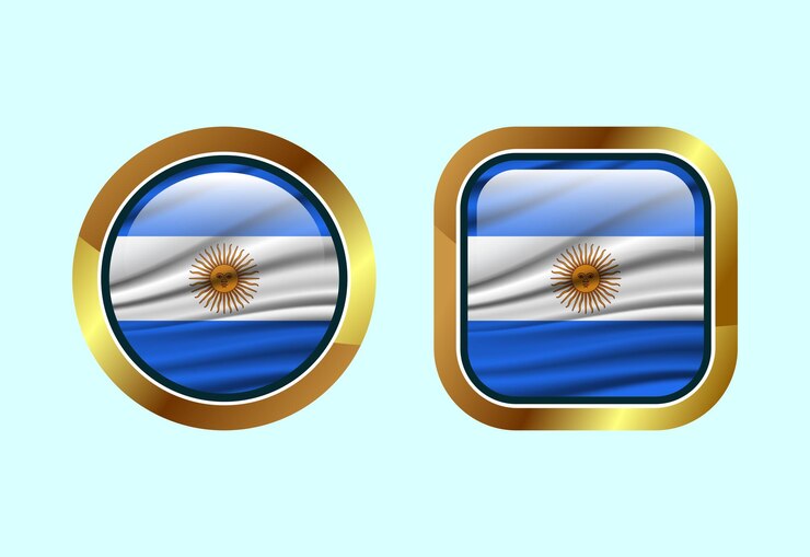 Vector botón de bandera brillante de argentina diseño de botones web de alta calidad