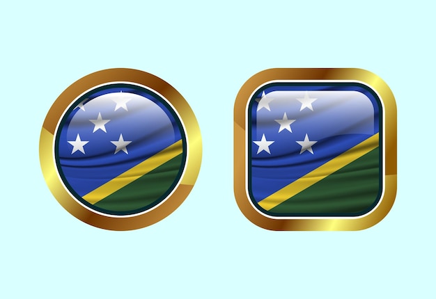 Botón de bandera brillante de las Islas Salomón Diseño de botones web de alta calidad