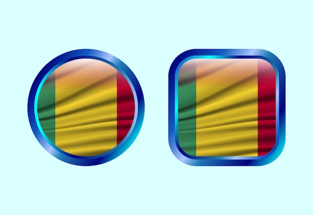 Botón de bandera brillante de Mali Diseño de botones web de alta calidad