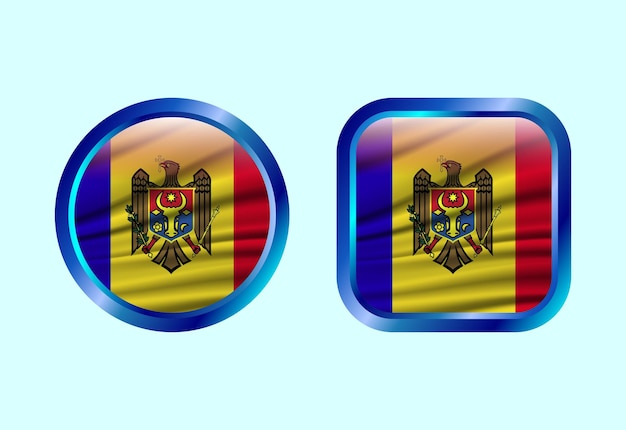 Botón de bandera brillante de Moldavia Diseño de botones web de alta calidad