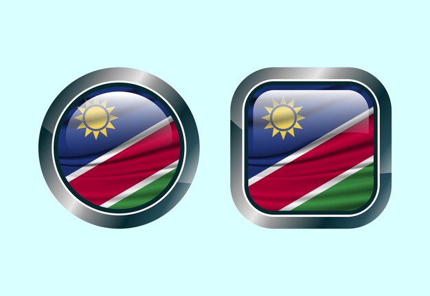 Botón de bandera brillante de Namibia Diseño de botones web de alta calidad