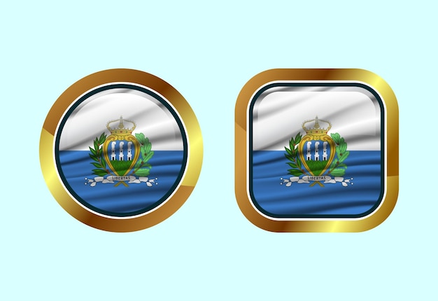 Botón de bandera brillante de San Marino Diseño de botones web de alta calidad