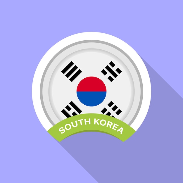 Botón de la bandera de Corea del Sur Iconos de la bandera del vector Icono del diseño de la bandera de Corea del Sur