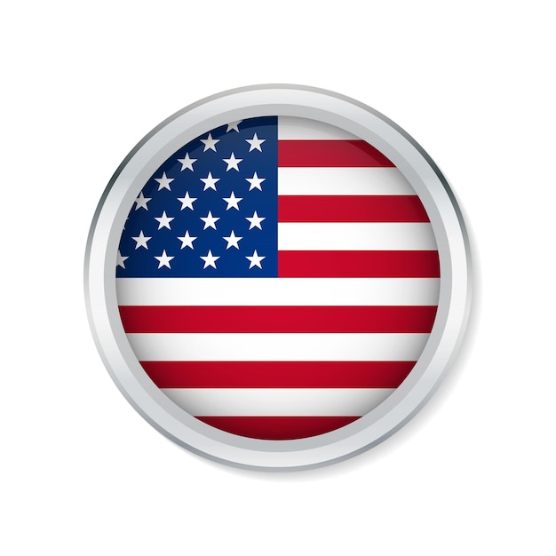 Botón bandera de los Estados Unidos aislado en fondo blanco