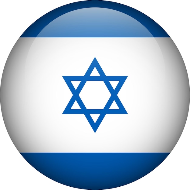 Botón de la bandera de Israel Emblema de Israel Símbolo de la bandera del vector Colores y proporción correctamente