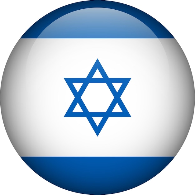 Botón de la bandera de Israel Emblema de Israel Símbolo de la bandera del vector Colores y proporción correctamente