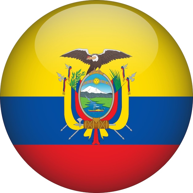 Botón de bandera redondeada 3d de ecuador