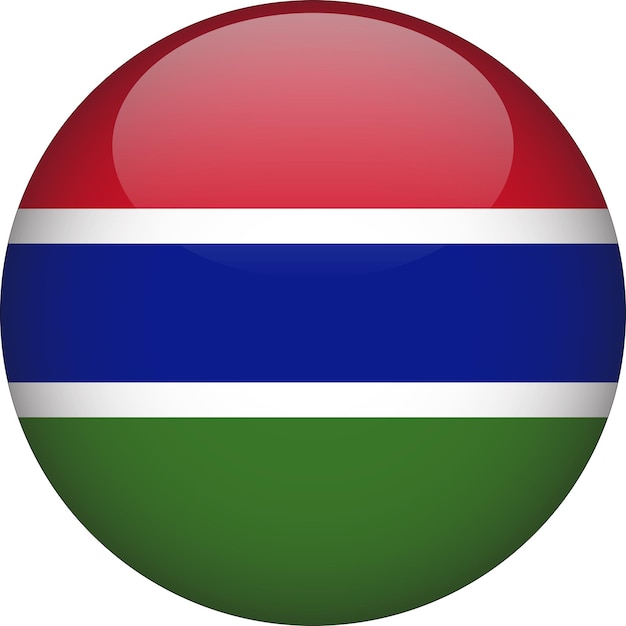 Vector botón de bandera redondeada 3d de gambia