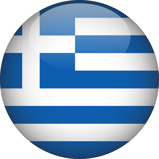 Botón de bandera redondeada 3D de Grecia