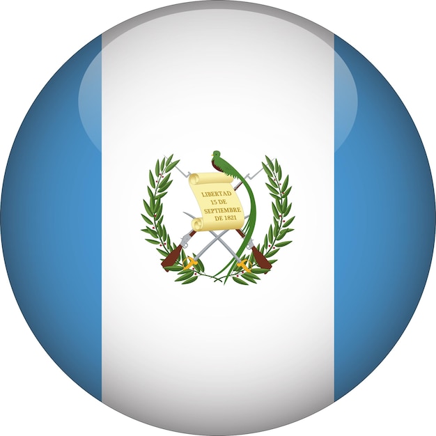 Vector botón de bandera redondeada 3d de guatemala