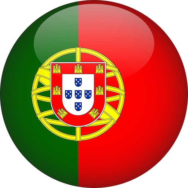 Botón de bandera redondeada 3D de Portugal