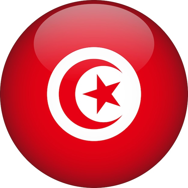 Botón de bandera redondeada 3D de Túnez