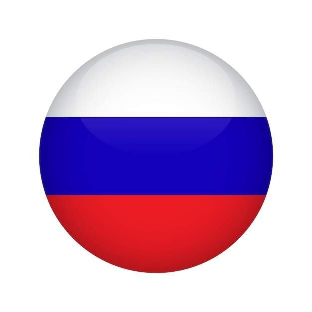 Botón de bandera rusa Elemento de diseño para aplicaciones de sitios web Ilustración vectorial aislada sobre fondo blanco