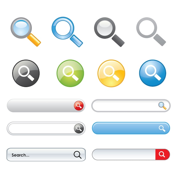Botón de búsqueda Icono de sitio web de elementos de diseño de símbolo Vector