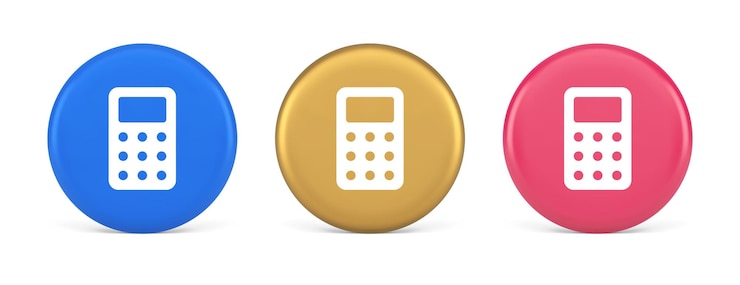 Vector botón de calculadora número matemático de conteo diseño de aplicación web icono realista en 3d