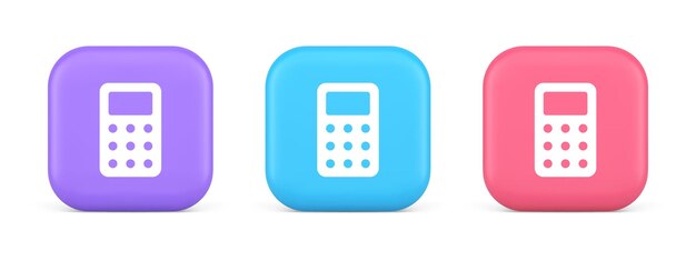 Botón de calculadora número matemático de conteo diseño de aplicación web icono realista en 3D