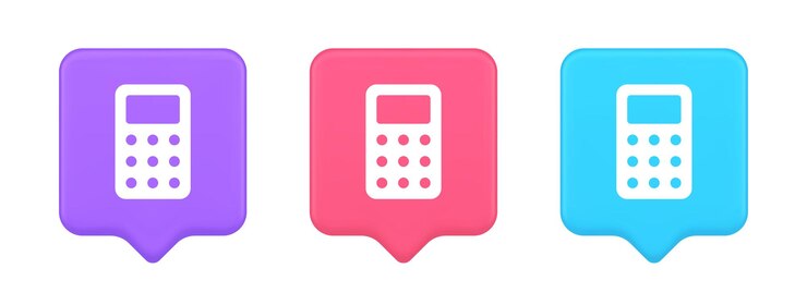 Vector botón de calculadora número matemático de conteo diseño de aplicación web icono realista en 3d