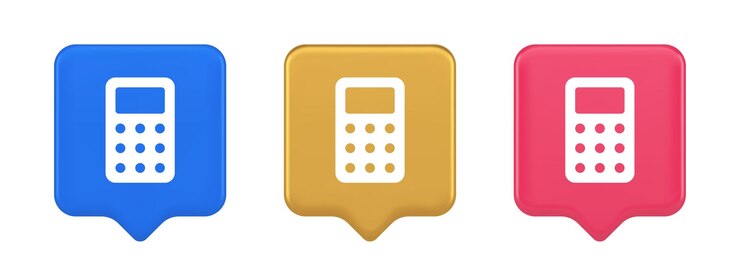 Vector botón de calculadora número matemático de conteo diseño de aplicación web icono realista en 3d