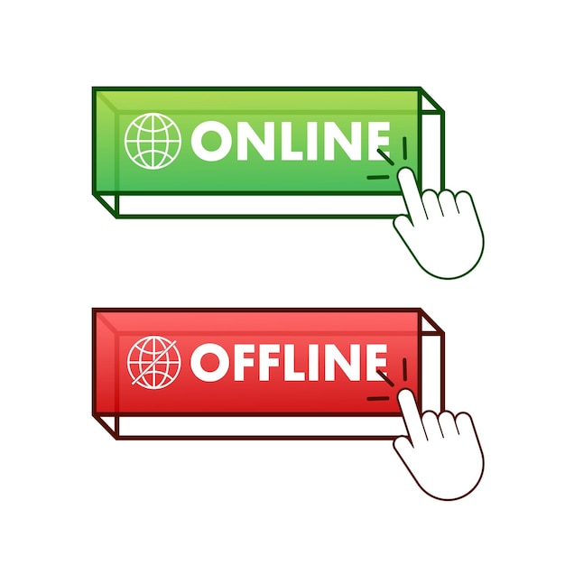 Botón de cambio en línea y fuera de línea Soporte de chat en vivo Ilustración de stock vectorial