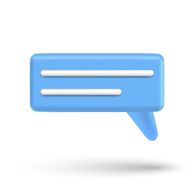 Botón de chat de cuadro 3d de burbuja de voz globo de conversación de mensaje en estilo de representación ilustración de icono de voz vectorial