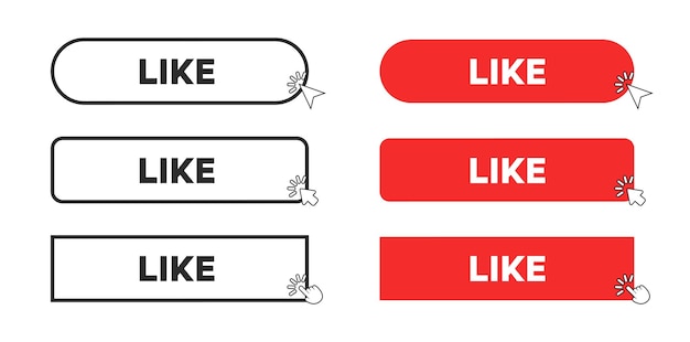 Botón de compartir en rectángulo rojo e ilustración vectorial de estilo de contorno