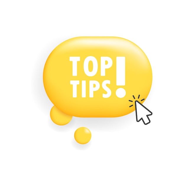 Botón de consejos superiores Cursor amarillo plano en el botón de consejos superiores Signo icono vectorial