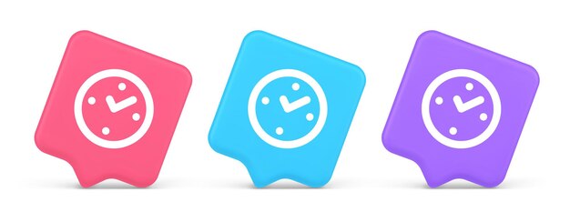 El botón de control de la hora del reloj, el reloj despertador, la fecha límite de comprobación del diseño de la aplicación web, el icono realista en 3D.