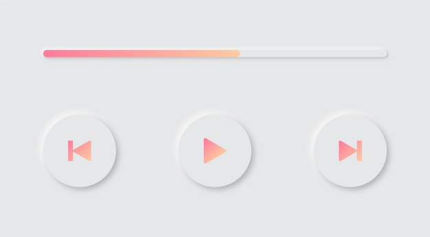 El botón de control del reproductor de audio vectorial establece el gradiente con el estilo de neomorfismo