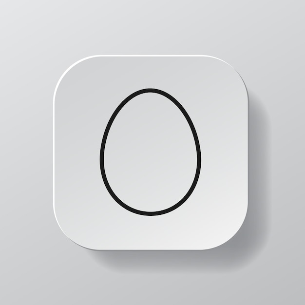 Botón cuadrado blanco con icono de línea de huevo huevo de contorno negro en la placa blanca ilustración de vector de signo de símbolo plano aislado sobre fondo blanco concepto de nutrición saludable