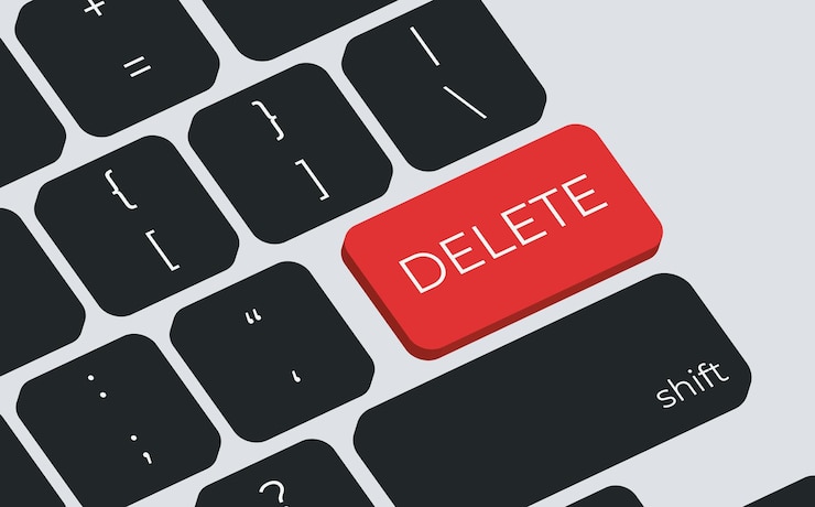 Vector botón eliminar en el vector de teclas del teclado estilo simple