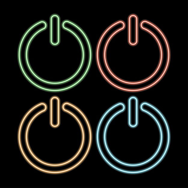 Botón de encendido neón brillante icono ui ux Vector de logotipo de signo brillante