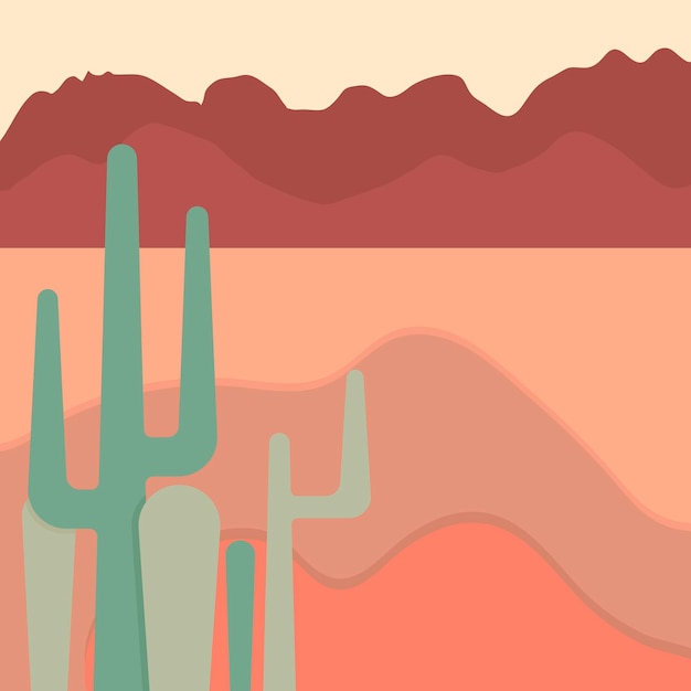 Vector botón de etiqueta de icono abstracto plano con cactus de sol del desierto