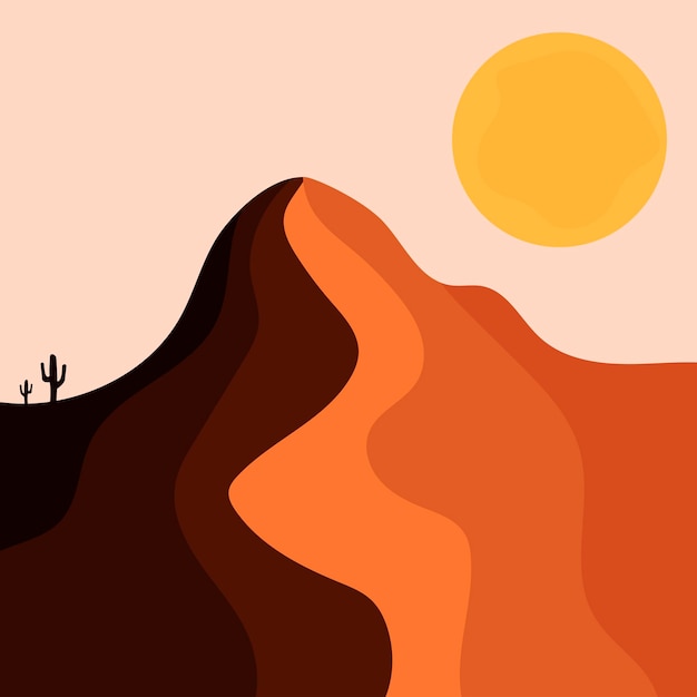 Botón de etiqueta de icono abstracto plano con desierto sol cactusesx9