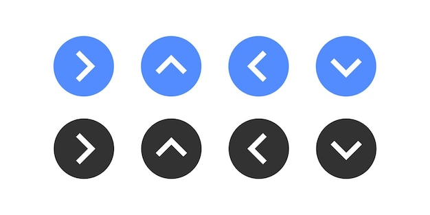 Botón flecha izquierda hacia arriba derecha hacia abajo Icono de dirección de navegación Icono posterior siguiente tipo de computadora Interfaz de círculo Ilustración vectorial