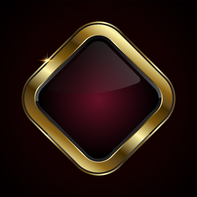 Un botón en forma de diamante con un rico centro negro brillante enmarcado por un borde dorado brillante