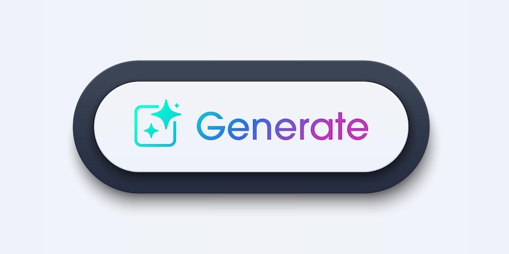 Vector el botón generativo moderno de ia se introduce por un mensaje de comando para generar ideas generar el botón de prensa en el estilo neumórfico de moda para aplicaciones, sitios web, interfaces de ui, elementos ux, ilustración vectorial.